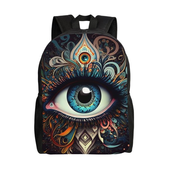 Magic Evil Eyes Psychedelic Laptop Backpack, Padded 15.6 Inch Computer Compartment, Casual Travel Work Daypack