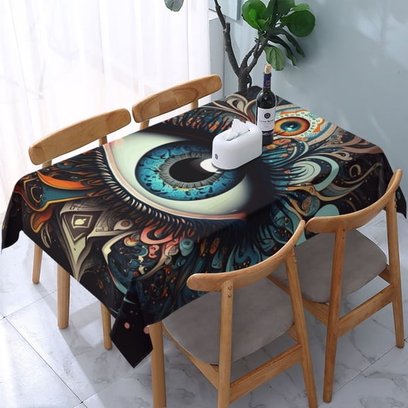 Magic Evil Eyes Psychedelic Rectangular Tablecloth 54"x 72" Waterproof Rectangle Table Cover Cloth for Kitchen Dining Room Picnic Home Party