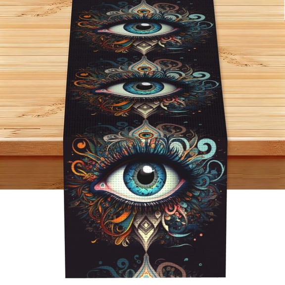 Magic Evil Eyes Psychedelic Table Runner 13x72 Inch for Dining Table Kitchen Wedding Party Decor Fireplace Mantle