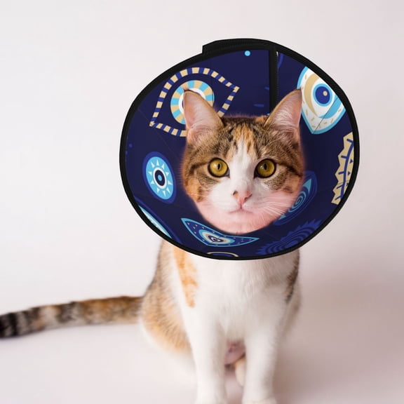 Magic Evil Eyes Soft Pet Recovery Collar for Cats Small Dogs, Protective Elizabeth Collar for Post-Surgery, Anti-Lick & Anti-Scratch