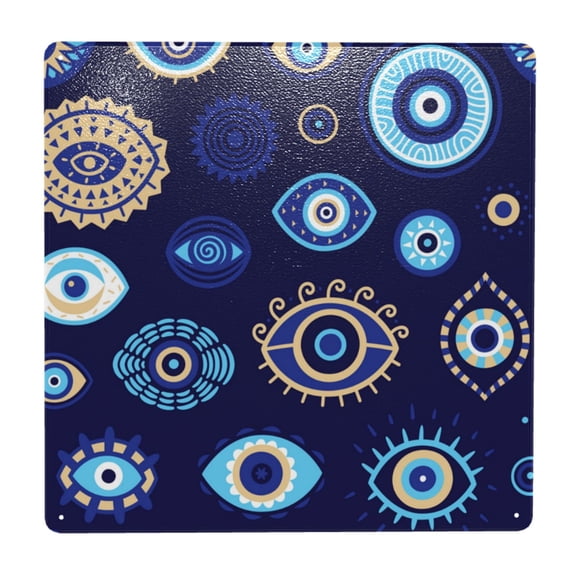 Magic Evil Eyes Square Metal Sign 12x12 Inch Tin Sign Wall Decor Decorative Plaque for Bar, Cafe, Restaurant
