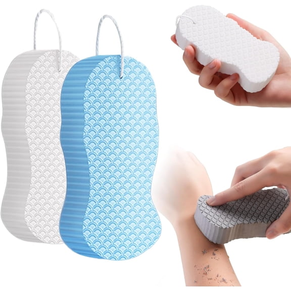 Magic Exfoliating Bath Sponge, 2025 New Super Soft Exfoliating Bath Sponge, 3D Magic Exfoliating Body Scrubber, Shower Sponges for Body Removes Dead Skin (Pink Blue)