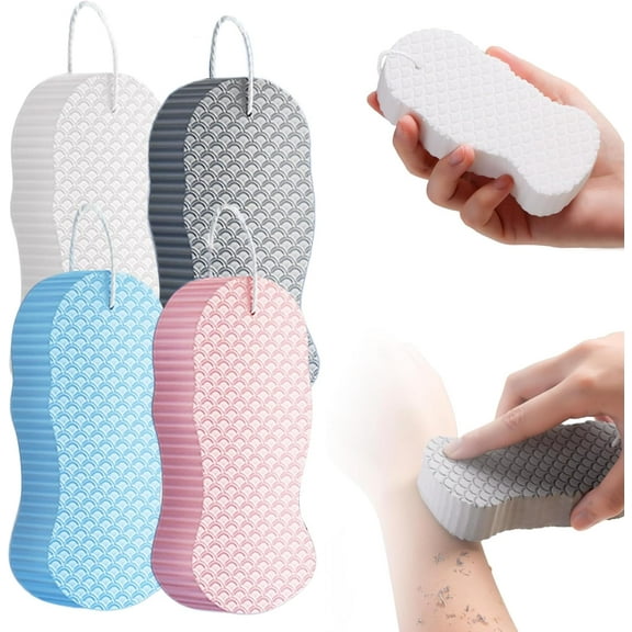 Magic Exfoliating Bath Sponge, 2025 New Super Soft Exfoliating Bath Sponge, 3D Magic Exfoliating Body Scrubber, Shower Sponges for Body Removes Dead Skin (Pink Blue)