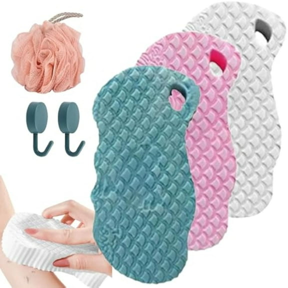 Magic Exfoliating Bath Sponge 3D, 2026 New Magic Exfoliating Sponge, Magic Exfoliating Body Scrubber, Skin Friendly and Reusable Sponges, Alternative to Exfoliating Gloves (3pcs)