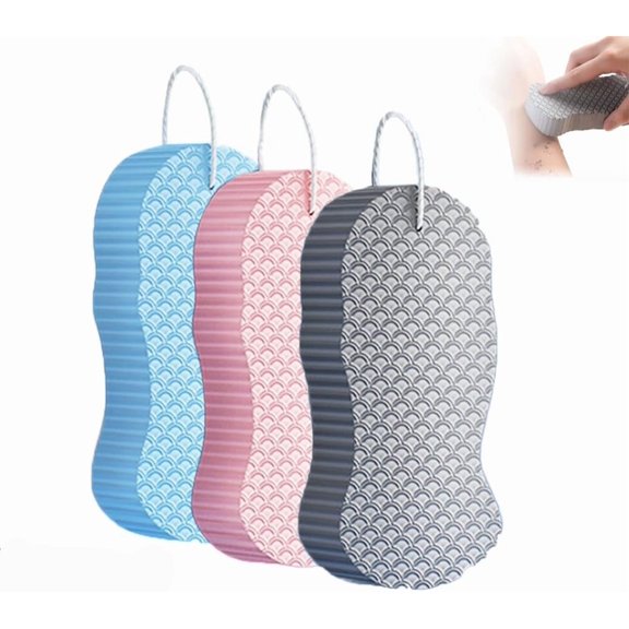 Magic Exfoliating Bath Sponge, 3D Dual-Sided Body Cleaning Brush — 2026 New  Ultra-Soft, Skin-Friendly Bath Sponge; Reusable, Suitable for Men and Women, Effectively Removes Dead Skin (3-Piece Set C)