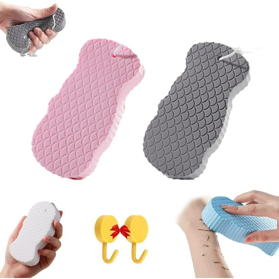 Magic Exfoliating Bath Sponge, 3D Super Soft Exfoliating Bath Sponge, Skin Friendly and Reusable Magic Exfoliating Body Scrubber, Gentle Exfoliating Bath Sponges for Face & Body Skin (4pcs)