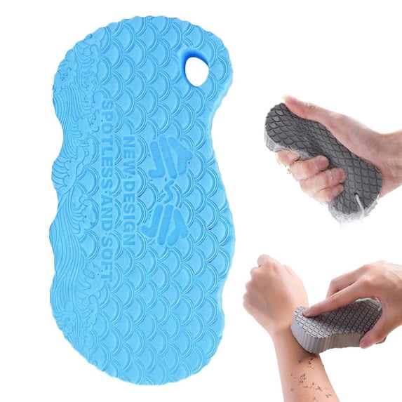 Magic Exfoliating Bath Sponge, Gentle Body Scrubber for Daily Shower, Super Soft Reusable Dead Skin Remover for Sensitive Skin, Blue