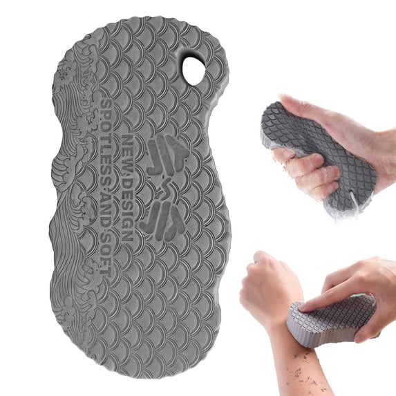 Magic Exfoliating Bath Sponge, Gentle Body Scrubber for Daily Shower, Super Soft Reusable Dead Skin Remover for Sensitive Skin, Gray