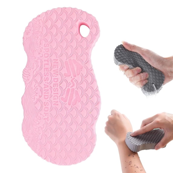 Magic Exfoliating Bath Sponge, Gentle Body Scrubber for Daily Shower, Super Soft Reusable Dead Skin Remover for Sensitive Skin, Pink