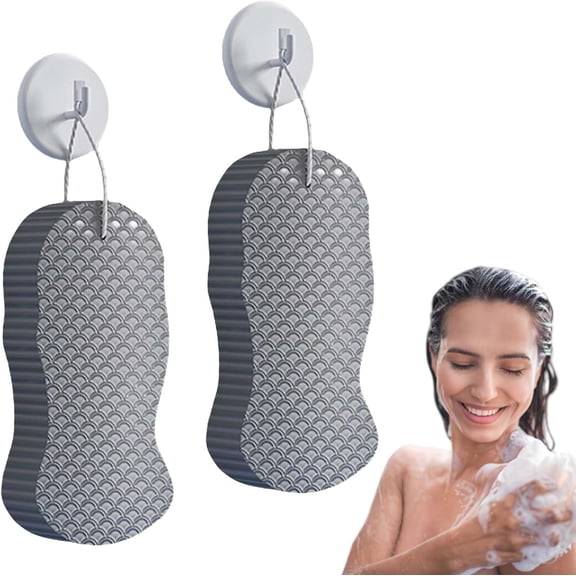 Magic Exfoliating Bath Sponge, Magic Exfoliating Body Scrubber, 3D Super Soft Magic Exfoliating Brush, Remover Dead Skin for Body and Face (Gray*2)