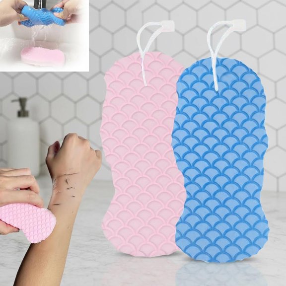 Magic Exfoliating Body Scrubber, 3D Super Soft Exfoliating Bath Sponge, Removes Dead Skin, Skin Friendly and Reusable