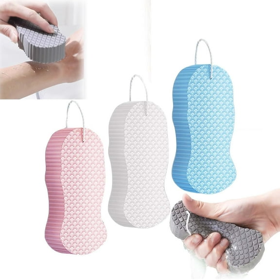 Magic Exfoliating Body Scrubber,Super Soft Magic Exfoliating Bath Sponge,Removes Dead Skin for Body,Skin Friendly and Reusable for Adults Women Men (4 Color)