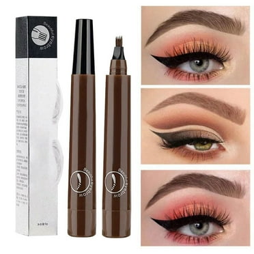 Magic Eyebrow Pencil,4 Tipped Precise Brow Pen 3D Waterproof Microblading Eyebrow Pencil Contouring Pen, Long-Lasting Eyebrow Brush Fine Stroke Microblade Eyebrow Pencil