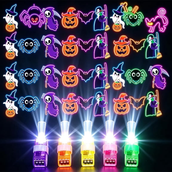 Magic Finger Projector Rings, LED Light Up Finger Rings with Seasonal Projection Designs for Parties