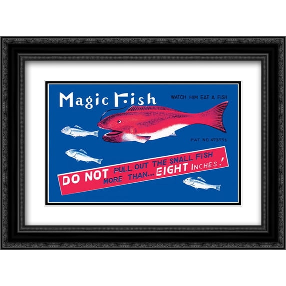 Magic Fish 2x Matted 24x18 Black Ornate Framed Art Print by Retrobot