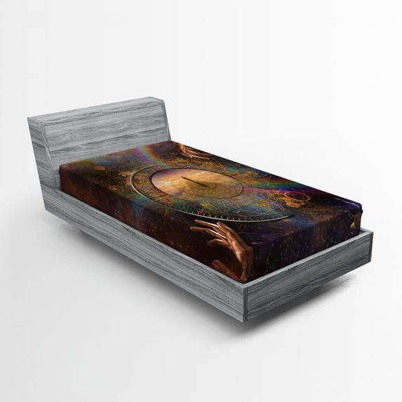 Ambesonne Outer Space Fitted Sheet, Eternity Fantasy, Twin XL Size, Purple Tan