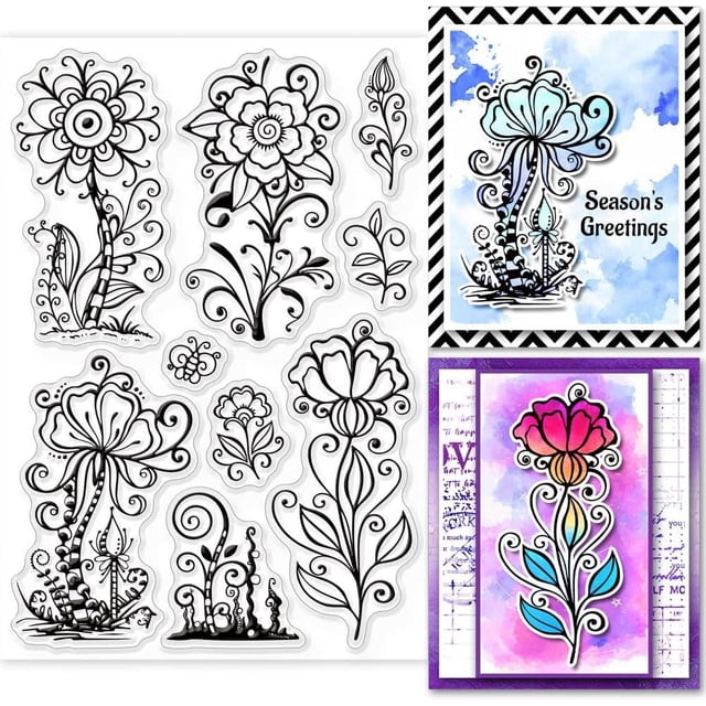 Magic Flowers Clear Stamps for DIY Scrapbooking Strange Flowers ...