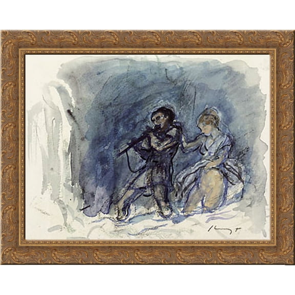 Magic Flute Scene 24x20 Gold Ornate Wood Framed Canvas Art by Max Slevogt