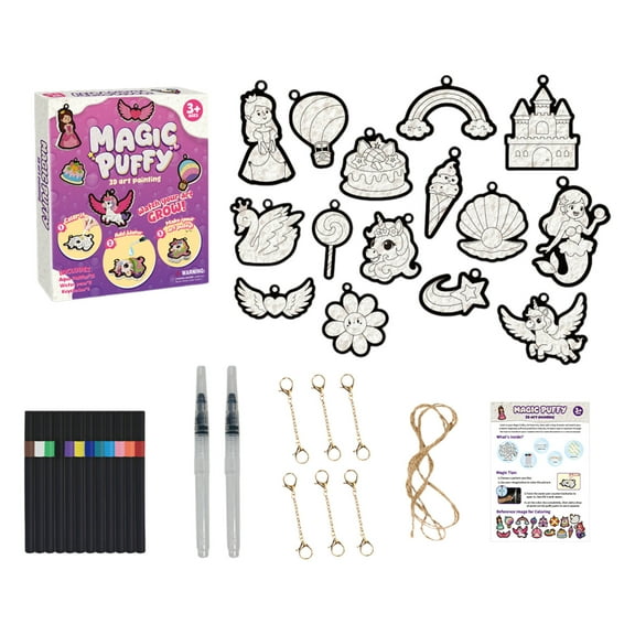 Magic Foam Texture Painting Kit - 3D Art Craft Aqua Puffs Paint Kit, DIY Foaming Texture Painting Toy DIY Sponge Stress Relief Toy 20ml, 15 Paint by Number Craft for Boys Girls