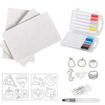 Magic Foam Texture Painting Kit, 3D Drawing Magic Canvas Sponge with 15 Water Brush, DIY Bubble Drawing Pens Art Supplies, Raised Puff Drawings on Paper, 10Pcs Puffy Paint Paper, A (Round)