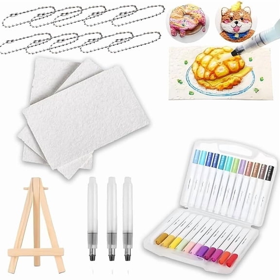Magic Foam Texture Painting Kit,3D Drawing Magic Canvas Sponge, Puffy Popcorn Drawing Texture Painting Kit, DIY Bubble Drawing Pens (Rectangle)