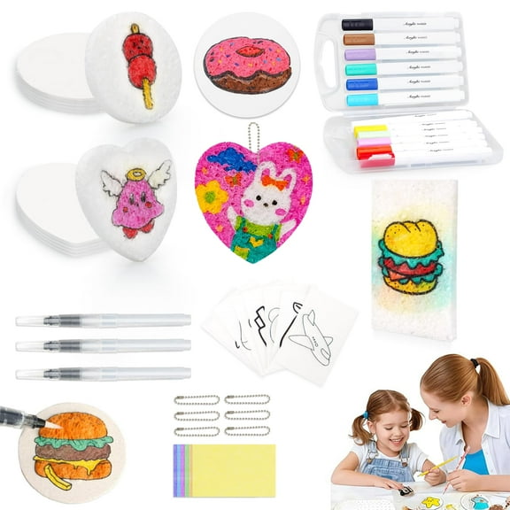 Magic Foam Texture Painting Kit, 54 Pcs Magical Puffy Paint 3D Effect Texture Painting Kit with 36 Pcs 3D Drawing Canvas Sponge,12 Colors Acrylic Paint Markers, DIY Bubble Drawing Art Gift