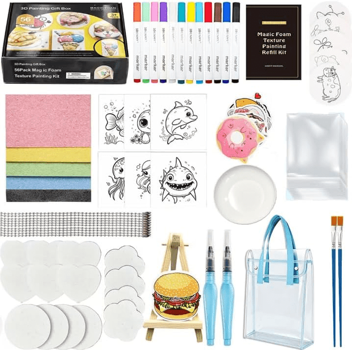Magic Foam Texture Painting Kit, 80 Pieces 3D Arts and Crafts, Gift for Adults Kids Birthday