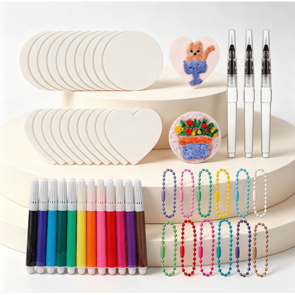 Magic Foam Texture Painting Kit for Girls, 55pcs Kids Craft Kit with Puffy Texture Sheets and Markers, DIY 3D Art Painting Set, Birthday Easter Christmas Birthday Gifts for Kids Ages 4-10