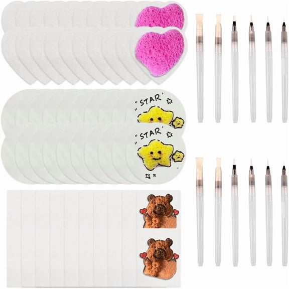 Magic Foam Texture Paper, DIY 3D Foam Painting Art Kit with 6 Water Pens, 3D Drawing Magic Canvas Sponge for Acrylic A