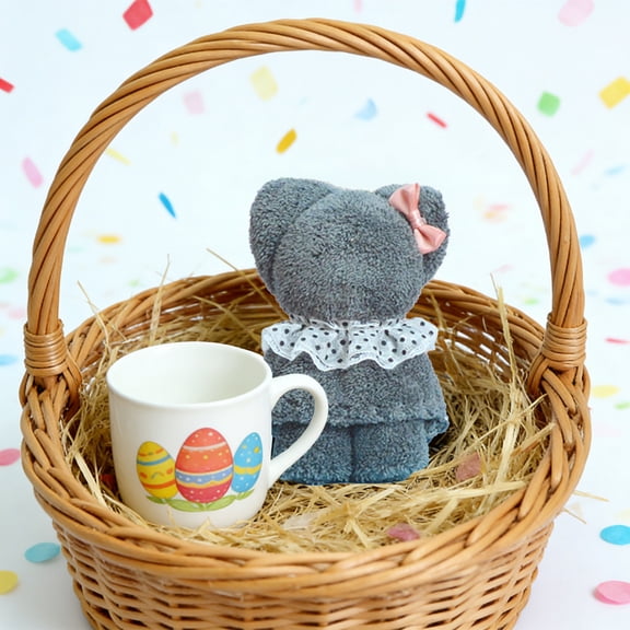 Magic Foldable Bear Hand Towel, 12x12 Inch Soft Plush Square Towel Transforms into a Cute Teddy Bear, Unique Novelty Gift for Wedding Favors, Baby Showers, Birthdays and Housewarming Parties