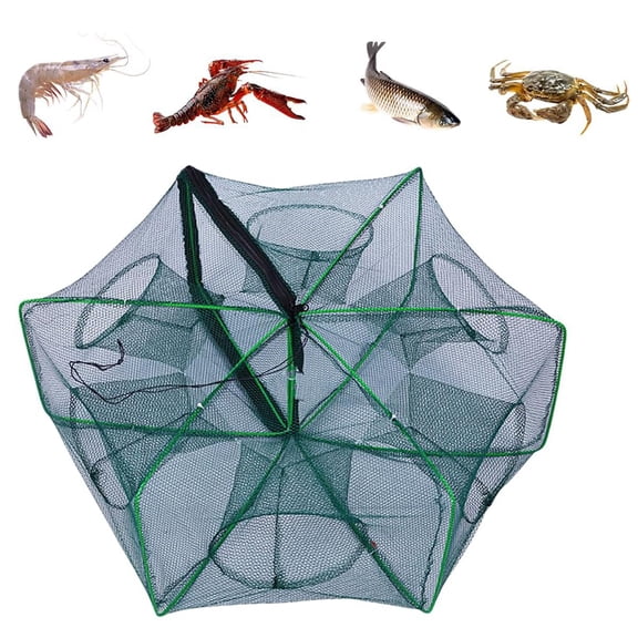 The Magic Foldable Fishing Trap, Auto-Foldable Strengthened Fishing Trap Net Fishing Kit,Fishing Bait Trap Portable Fishing Net for Crab Crayfish Fish Minnow Shrimp (10 Holes)