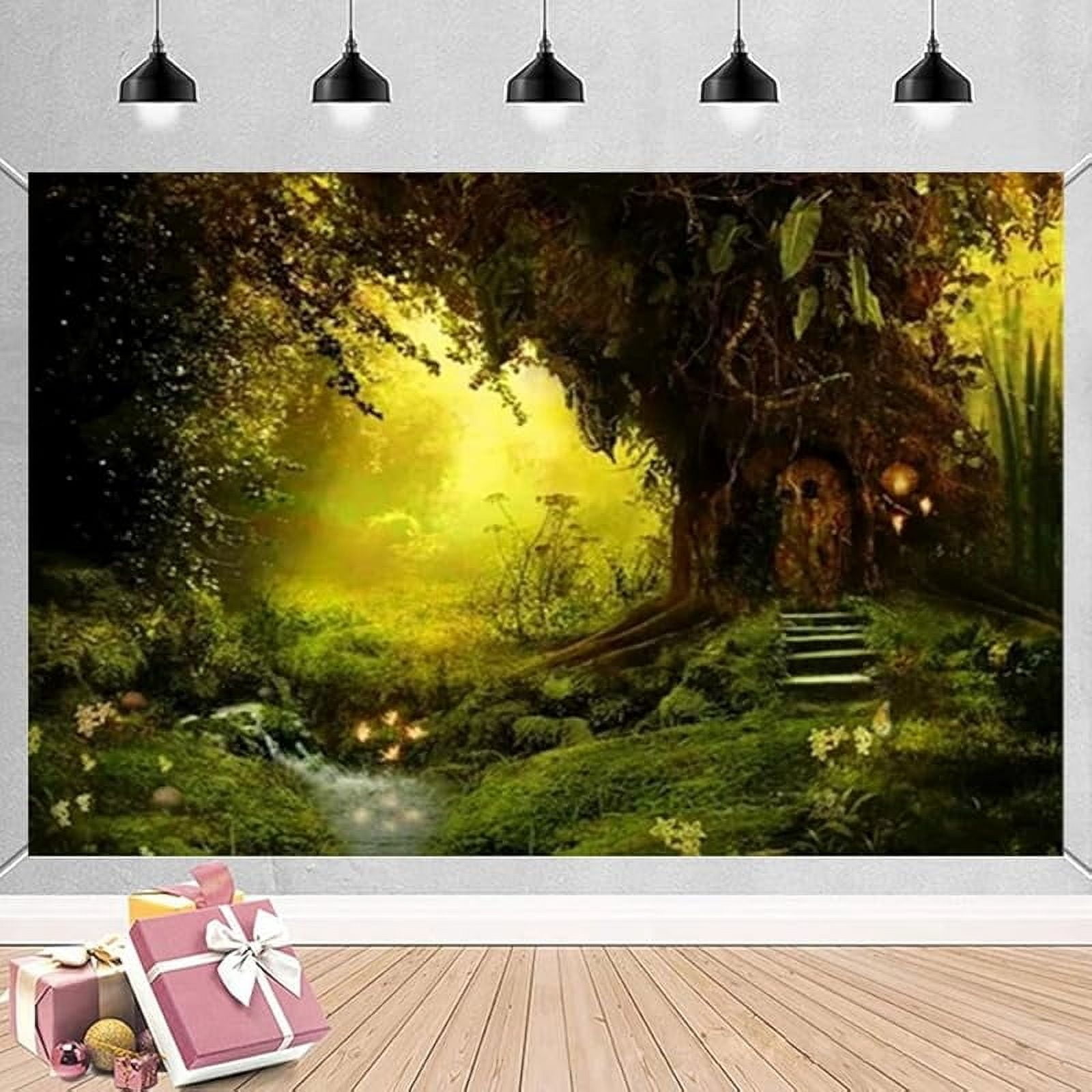 Magic Forest Fairy Tale Tree House Theme Background Children's Birthday ...