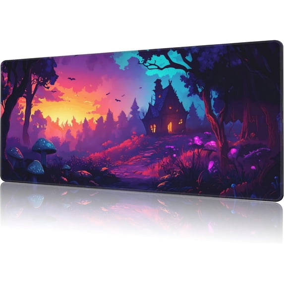 Magic Forest Gaming Mouse Pad,Large Non-Slip Thick Stitched Edge Mouse Mat for Home Office Gaming Keyboard Desk Pad (35.4 x 15.7 Inches)