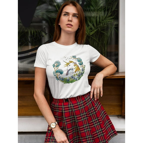 Magic Forest Unicorn Shaped T-Shirt Women -Image by Shutterstock, Female Large