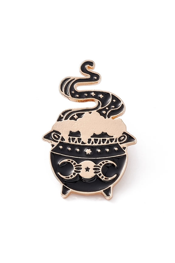 Magic Furnace Enamel Pin Alloy Badge for Backpack Clothing Light Gold Black 40x26x2mm Pin: 1mm