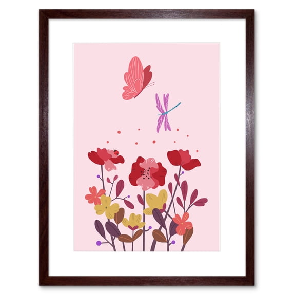 Magic Garden Dragonfly Butterfly Framed Wall Art Print