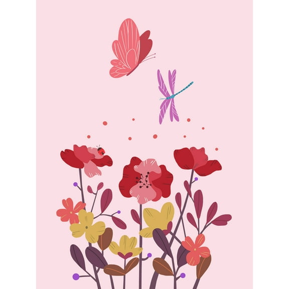 Magic Garden Dragonfly Butterfly Large Wall Art Print