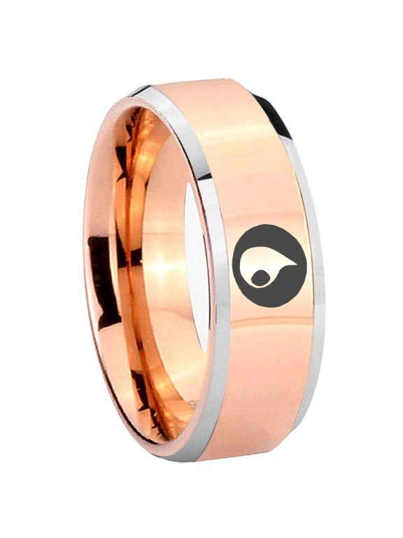 Magic Gathe Beveled Edge Rose Gold Tungsten Engraved Ring 10MM