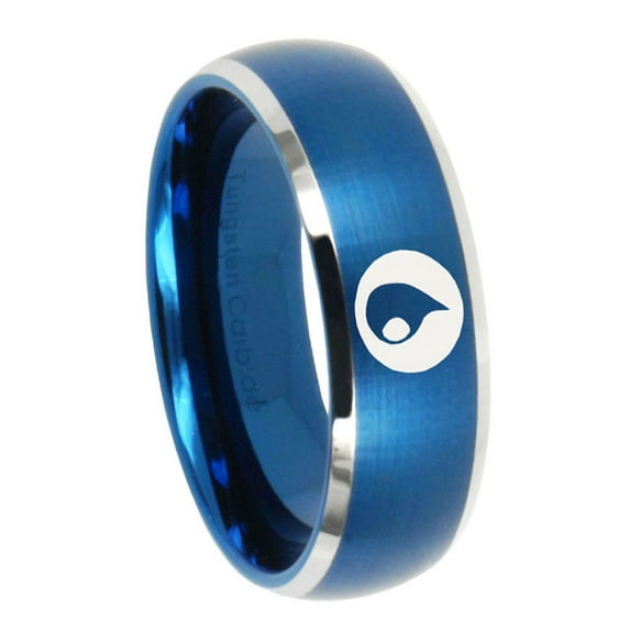 Tungsten Magic Gathe 8mm Blue Two Tone Dome Polished Edges Men's Ring