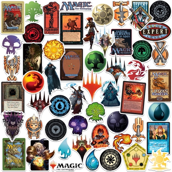 Magic: The Gathering 50ct Vinyl Large Deluxe Stickers Variety Pack Laptop, Water Bottle, Scrapbooking, Tablet, Indoor/Outdoor Set of 50