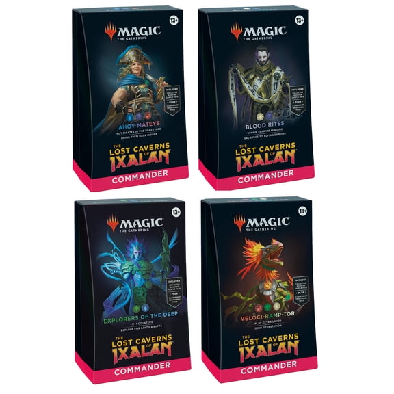 Magic: The Gathering The Lost Caverns of Ixalan Commander Deck Bundle – Includes All 4 Decks (Ahoy Mateys, Blood Rites, Explorers of The Deep, Veloci-ramp-tor)