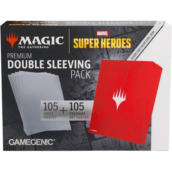 Magic: The Gathering Marvel Super Heroes Premium Double Sleeving Pack 100 | Gamegenic Comic Burst Red Deck Protector Set with Art Sleeves & Inner Sleeves for MTG Commander Cards
