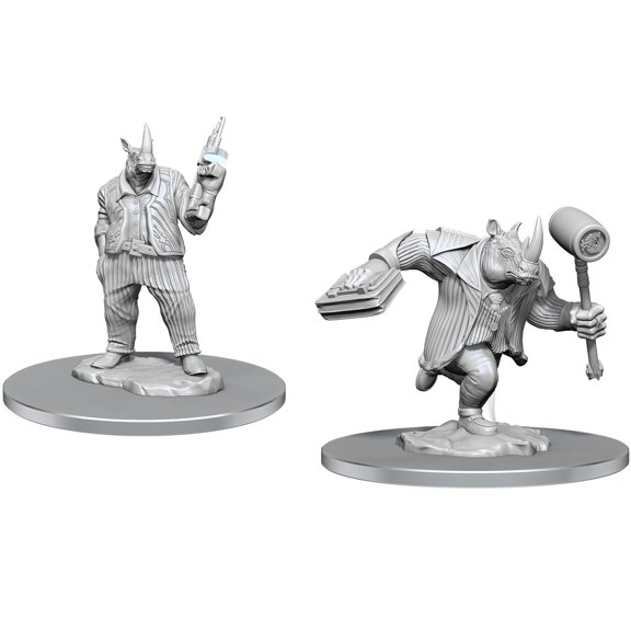 Magic The Gathering Unpainted Miniatures: Freelance Muscle & Rhox Pummeler - 2 Figure Set, RPG, Primed & Ready To Paint, Display Or Use With Your Tabletop Roleplaying Games