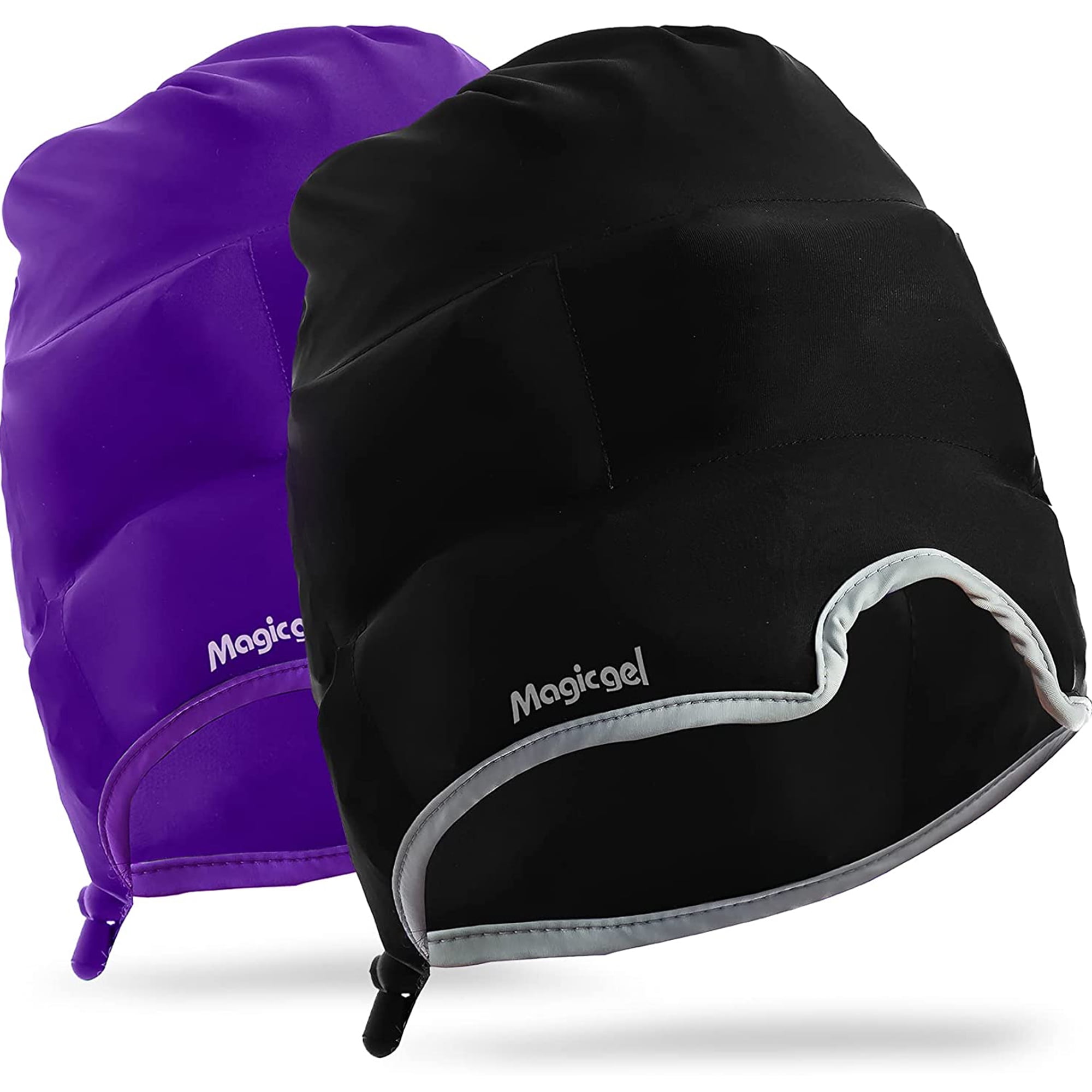 Magic Gel Migraine Ice Head Wrap Headache Relief Cap, 2Pack Purple & Black