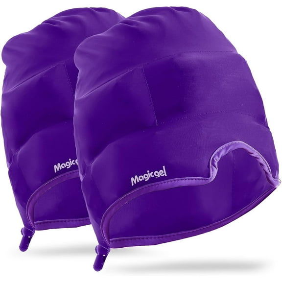 Magic Gel Migraine Ice Head Wrap Headache Relief Cap, 2-Pack Purple