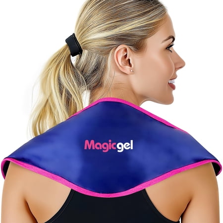 Magic Gel Neck Ice Pack - Reusable Cold Wrap for Neck, Shoulders and Back - Soft and Flexible Freezer Pack for Icing Neck, Shoulder, Upper Body Muscles - Stays Cool for 25 Minutes