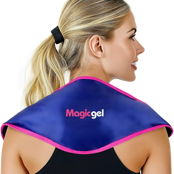 Magic Gel Neck Ice Pack - Reusable Cold Wrap for Neck, Shoulders and Back - Soft and Flexible Freezer Pack for Icing Neck, Shoulder, Upper Body Muscles - Stays Cool for 25 Minutes