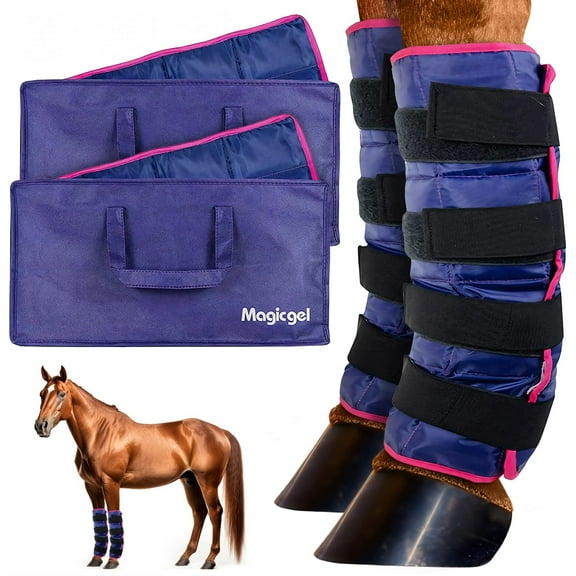 Horse Ice Pack with Carry Case - Cooling Leg Wrap for Hock, Ankle, Knee, Legs, Boots, and Hooves | Single Ice Boot | by Magic Gel