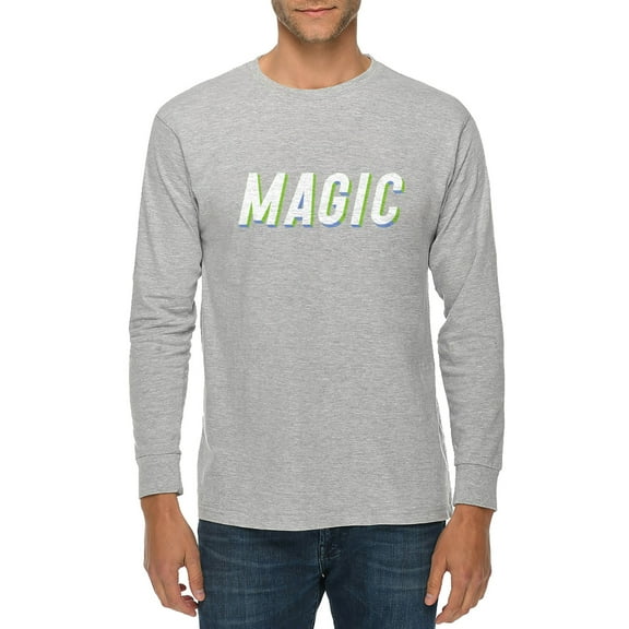 Magic Graphic Long Sleeve Crewneck Tee - Heather Grey 2XL