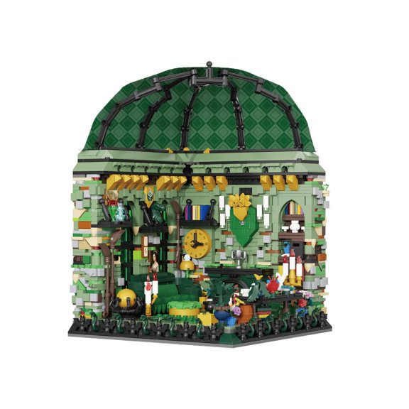 Magic Green Dome Library Modular Building Blocks, 2174PCS Wizard Study Interior Decor Model, Adult Collectible DIY Construction Brick Toy